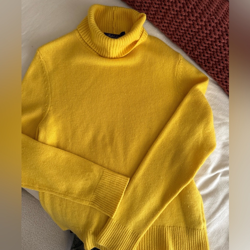 Ralph Lauren Sunny Yellow Cashmere Turtleneck Sweater